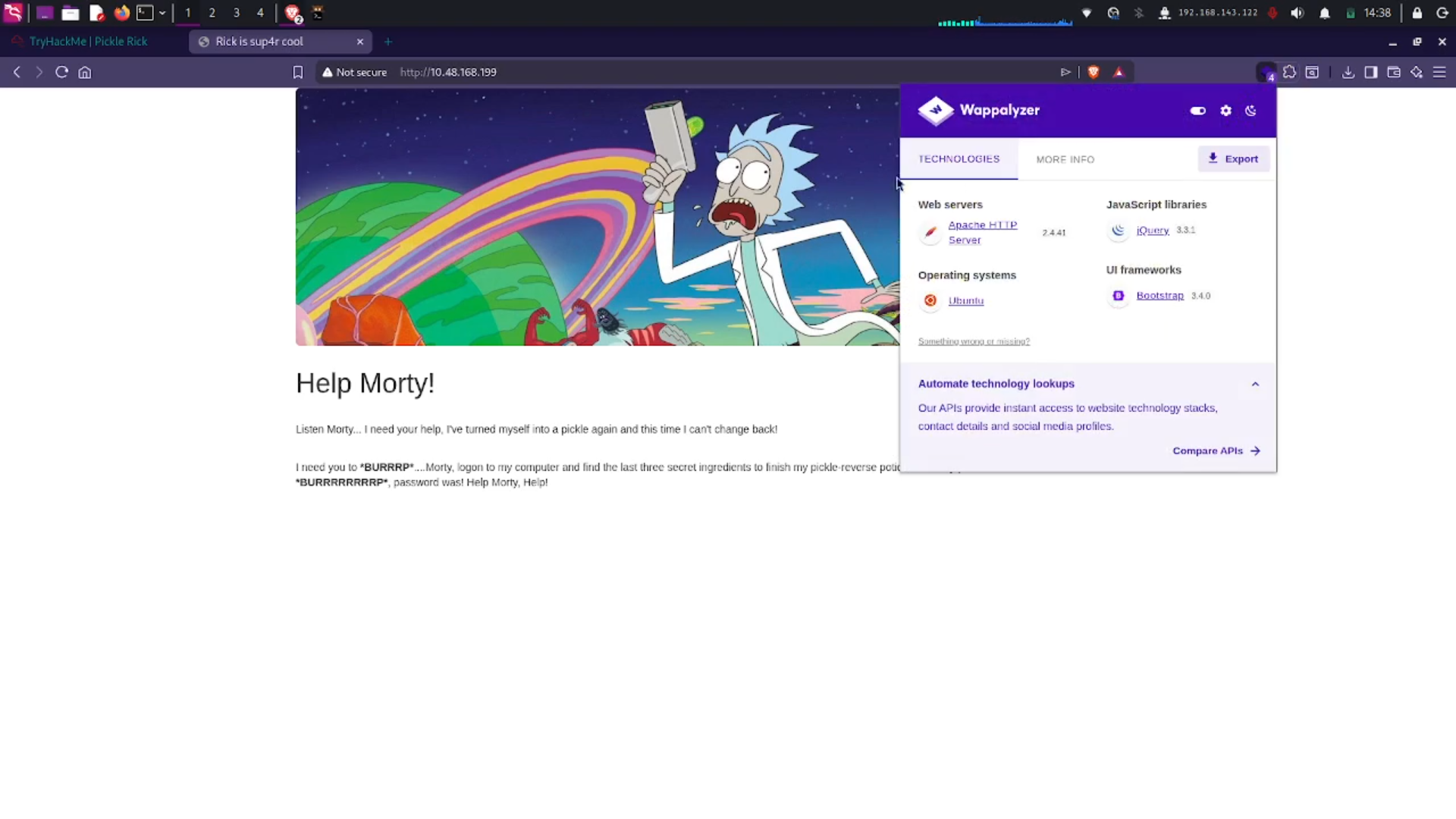 Pickle Rick Web Interface